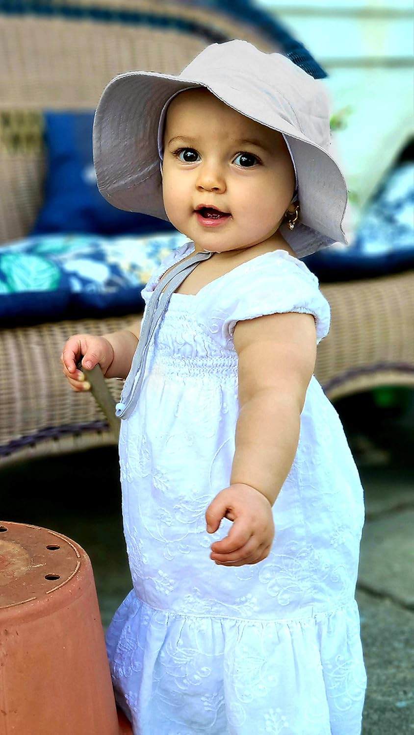 Simplicity Baby Sun Hat Baby UPF 50+ Adjustable Drawstring Wide Brim Bucket Sun Hat: Clothing