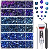 qiipii 2-6mm 3 Color Black Blue AB Series Jelly Resin Rhinestones w B7000 Jewelry Glue for Bedazzling Crafting Flatback Stones Gems Diamonds for Nails Face Eyes Makeup Tumblers Bottles Crafts Clothes