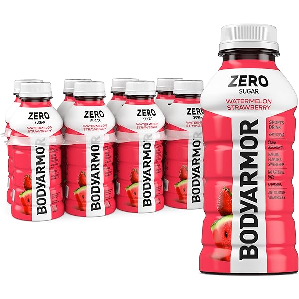 BODYARMOR ZERO SUGAR WATERMELON STRAWBERRY, SUGAR FREE SPORTS DRINK – LOW-CALORIE HYDRATION – NATURAL FLAVORS WITH POTASSIUM PACKED ELECTROLYTES, ANTIOXIDANTS, AND B-VITAMINS, 12 FL OZ (PACK OF 8)
