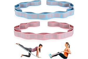 Elastic Yoga Stretching Strap with Loops, CEILIWEN Stretch Straps for Physical Therapy, Pilates Stretch Band, Elastic Exercise Bands, Leg Stretching Strap, Stretch Resistance Bands for Exercise