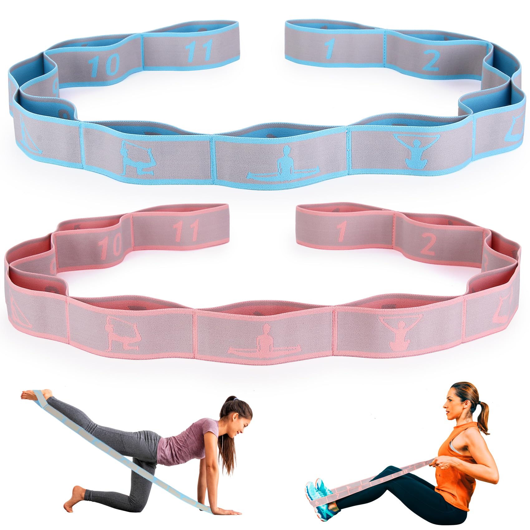 CEILIWEN Long Fabric Resistance Bands for Exercise, Stretching, Yoga, Pilates, Fitness and Physical Therapy