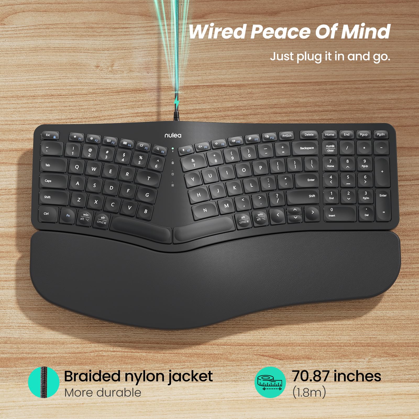 Mua RT05C Wired Ergonomic Keyboard, Split Keyboard with Cushioned Wrist