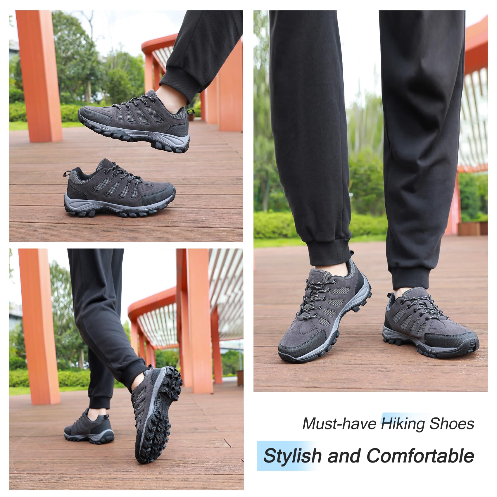 TRAILBLITZ Wanderschuhe Herren Halbschuhe Atmungsaktive rutschfest Leicht Komfort Sneaker Reisen Bergsteigen Sportschuhe Klassiker Mode (43 Herren,Schwarzgrau) 6