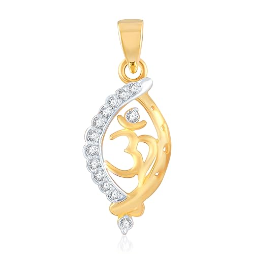 VK Jewels HARI OM Gold and Rhodium Plated Alloy God Pendant for Men & Women made with Cubic Zirconia - PS1029G [VKP1029G]