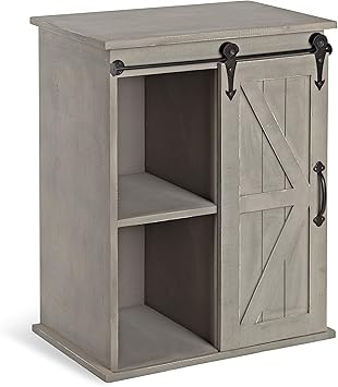 Amazon Com Kate And Laurel Cates Wooden Freestanding Storage Cabinet Side Accent Table With Sliding Barn Door Rustic Gray Furniture Decor