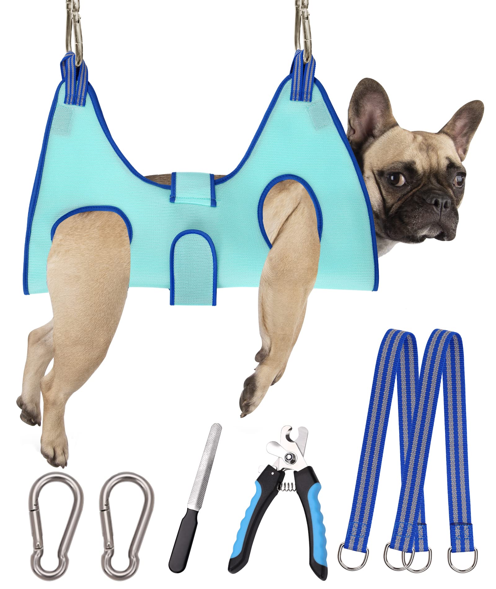 Kkiimatt 2026 New Edition Dog Grooming Sling with Nail Clippers/File, Pet Hammock Harness and Wide Strap Sewed