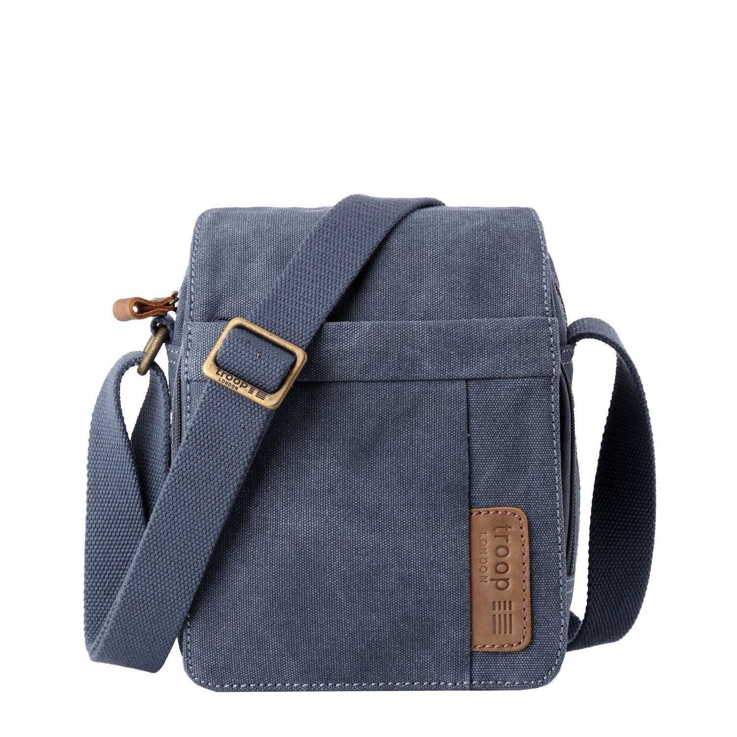 Troop London TRP0220 Classic Canvas Across Body Bag Blue