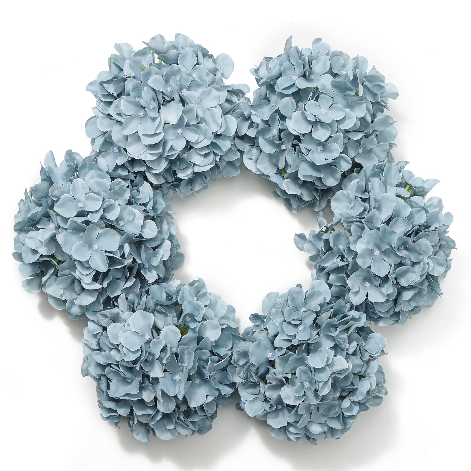 DuHouse Artificial Bigger Silk Hydrangea Flower Heads with Stem Realistic Fake Hydrangea Flower Bouquets for Wedding Home Party Garden Centerpiece Pack of 6(Grey Blue) — image 1