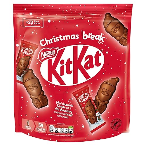 KitKat Santa Large Pouch | 264g of Individually Wrapped Mini Milk Chocolate Santas with Crispy Wafer Centres | Christmas Treats for Sharing, Stocking Fillers & Festive Gifting