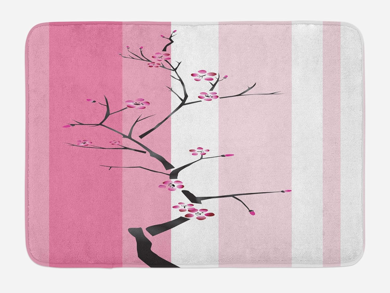 Lunarable Japanese Bath Mat, Leafless Thin Tree with Couple