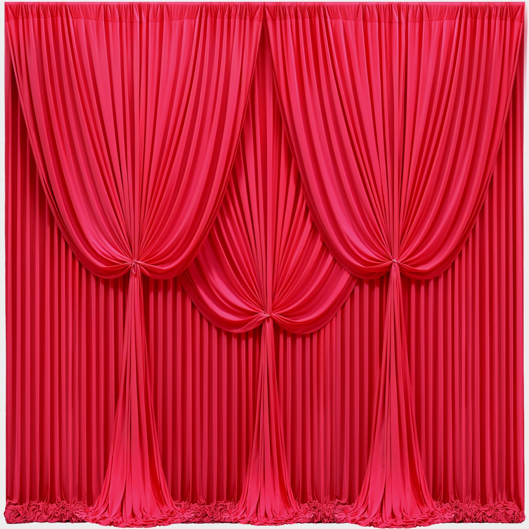 Photo 1 of 24x10FT Red Backdrop Curtains for Wedding Christmas, Wrinkle Free Polyester Photography Backdrop Drapes for Wedding Baby Shower Birthday Parties Stage Background Stand Decorations 4x10ft,6 Panels