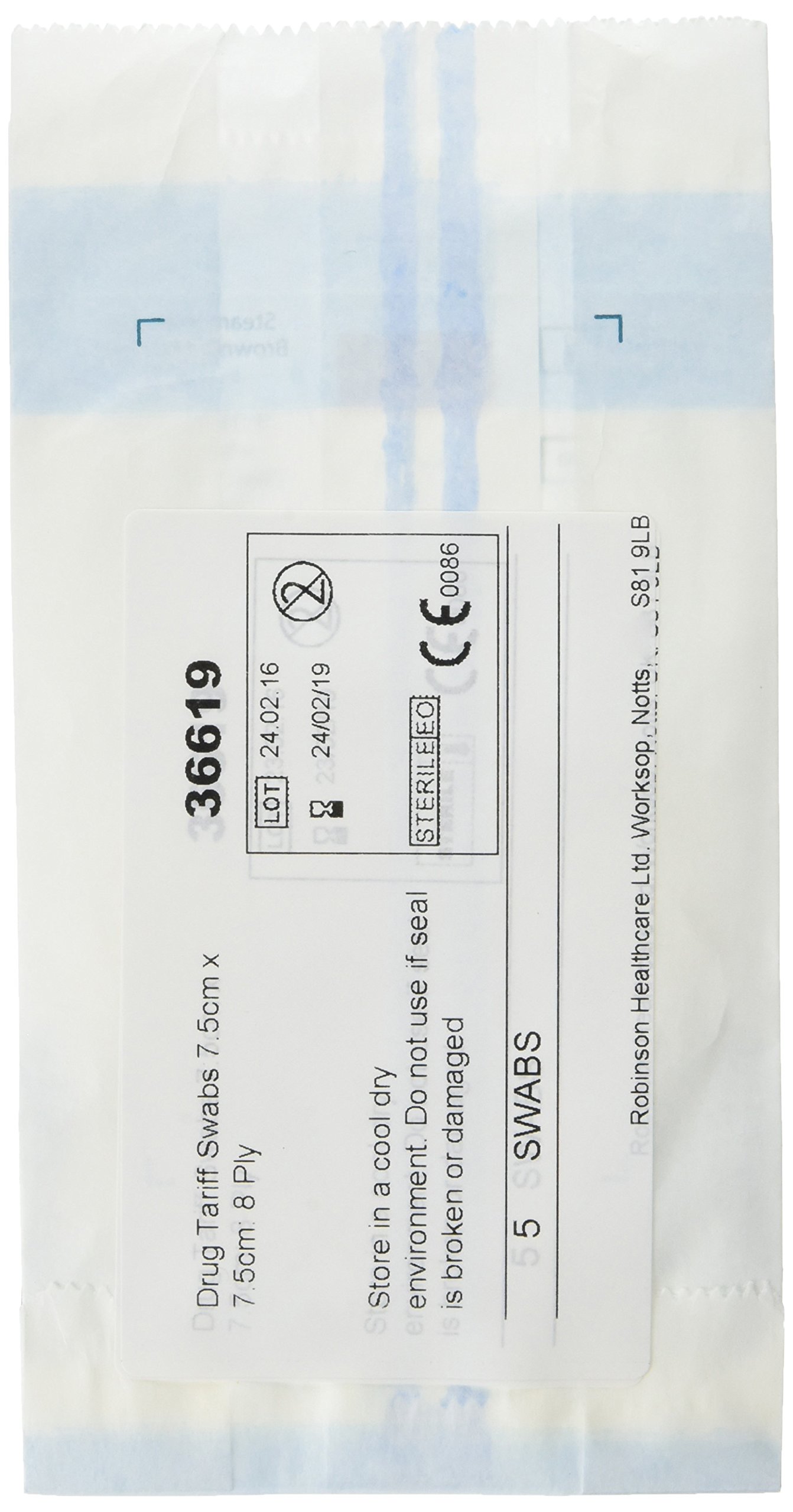 Robinson 36619 Swab Pack Drug Tariff (Pack of 12)