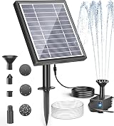 Biling 2.5W Solar Fountain for Bird Bath with 6 Nozzles 4ft Tubing