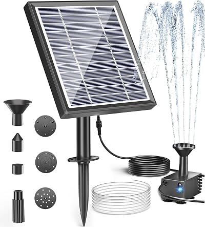 Biling 2.5W Solar Fountain for Bird Bath with 6 Nozzles 4ft Tubing