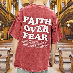 Kelxjia Christian Shirts for Men Faith Over Fear