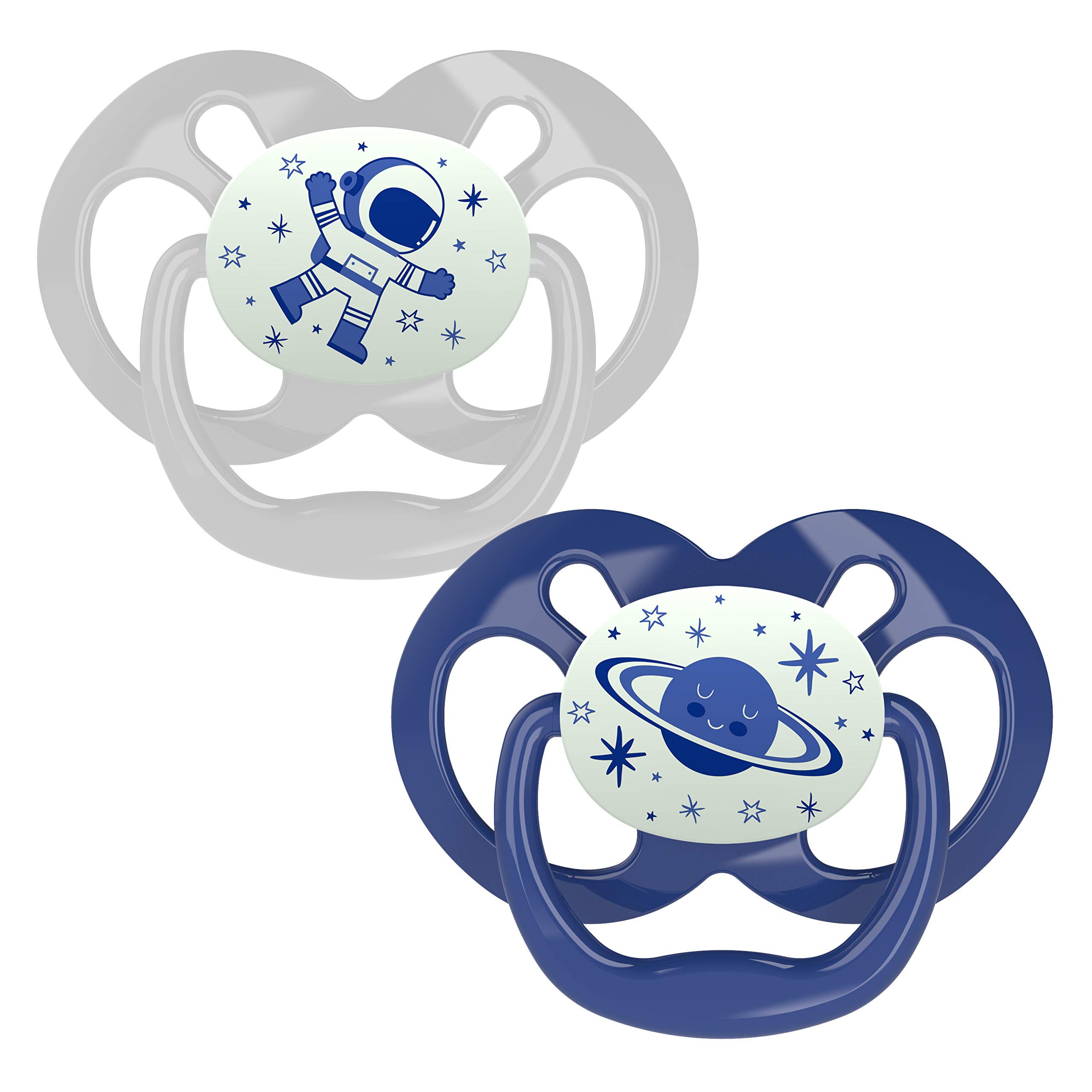 Dr. Brown's Natural Flow Advantage Glow in the Dark Soother - Stage 2 (6-18 months), Blue, 2 pack