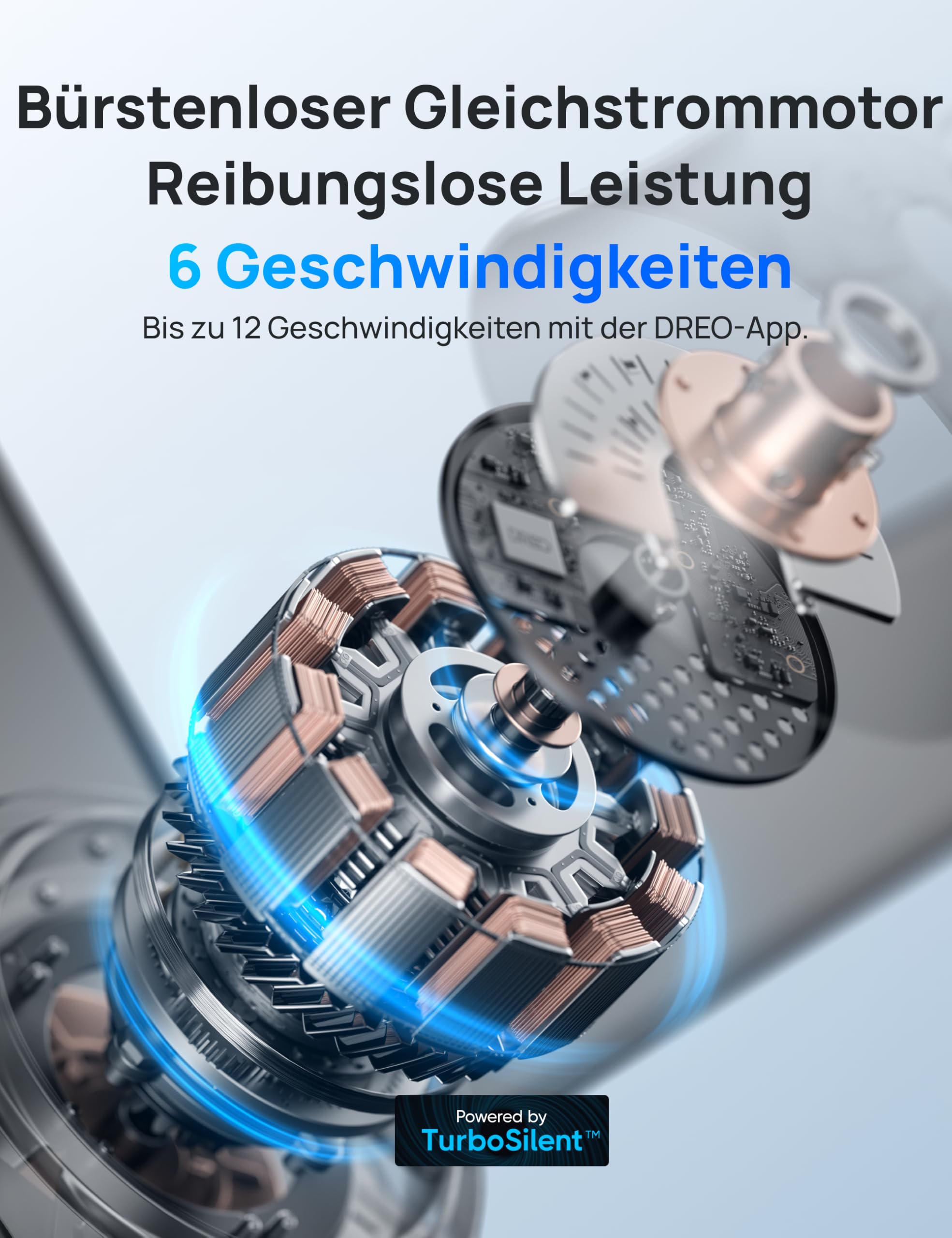 Dreo Smart Ceiling Fan with Light, 132 cm, 12 Speeds, 3 Modes, Stepless Dimmable LED Lighting, Quiet DC Motor, 12H Timer, Remote Control/APP/Alexa, Indoor White