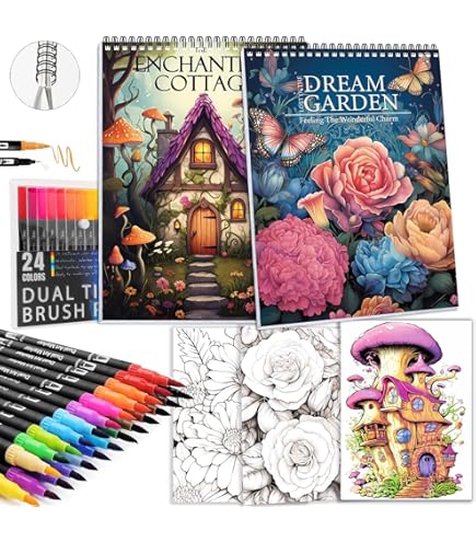 Lot De 3 Livres De Coloriage Adultes - Jardins, Ferme, Ville - Anti-stress, Format A4, Pages Détachables