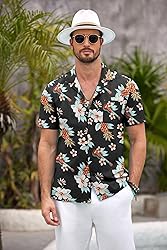 COOFANDY Mens Hawaiian Shirt Short Sleeve Floral