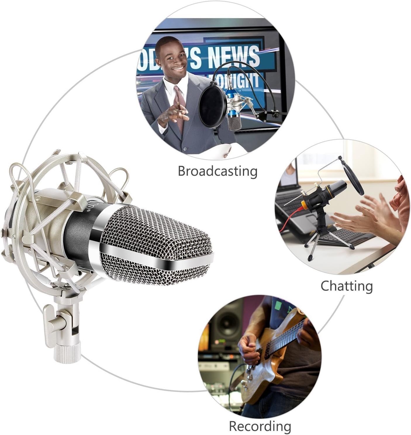 TONOR Pro Condenser Microphone XLR to 3.5mm Podcasting Studio Recording Condenser Microphone Kit Computer Mics with 48V Phantom Power Supply Black: Musical Instruments