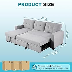 Lyngins L Shaped Sleeper Sofa Bed with Storage