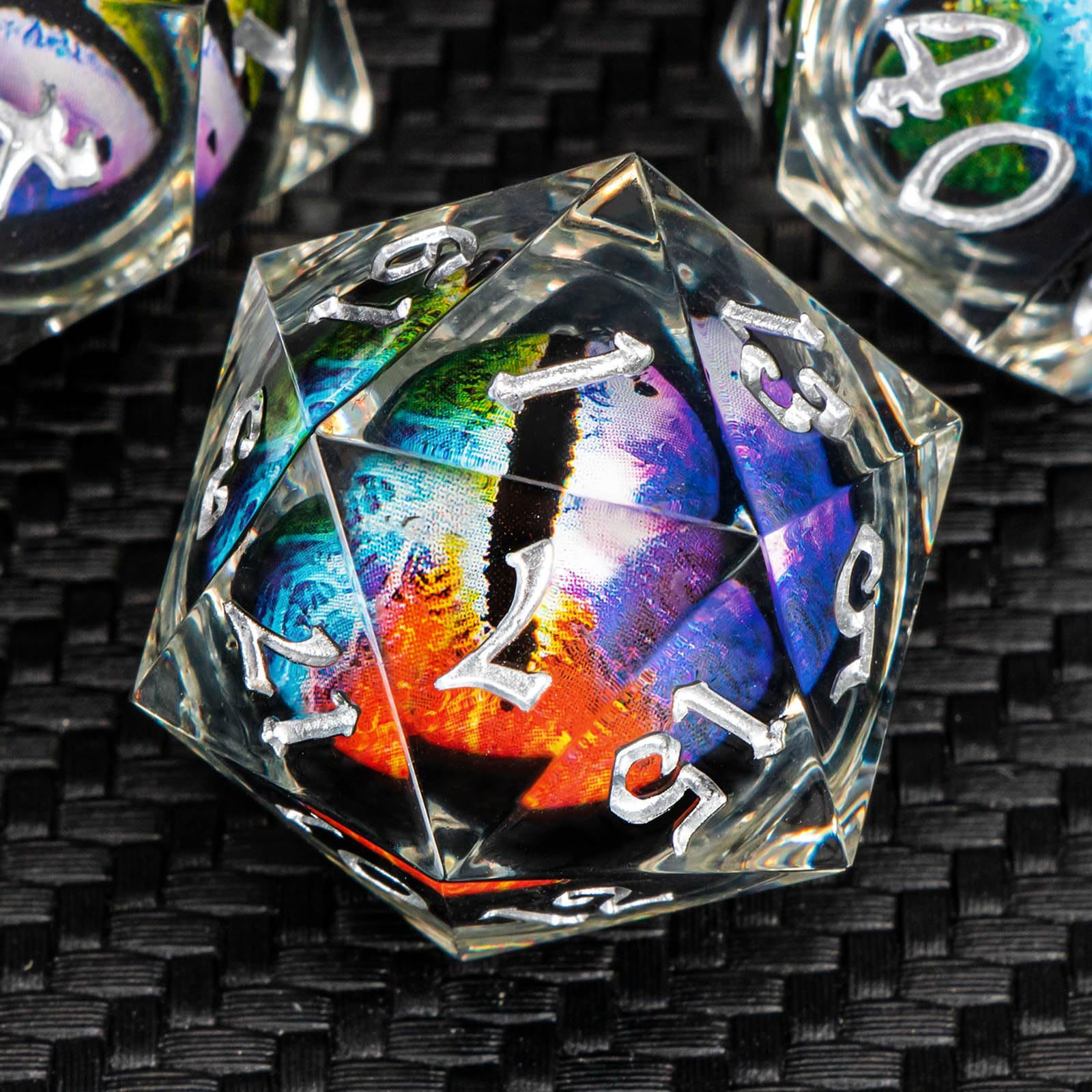 KERWELLSI Float Cool Liquid Core Beholder Eye DND Dice Set D&D with Gift Box, 7Pcs Resin Dungeons and Dragons Polyhedral & RPG Role Playing Game Dice D20 D12 D10 D8 D6 D4