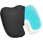 VEVOR Seat Cushion, Cooling Gel + Memory Foam Seat Cushion, Pressure-Relief Wheelchair Seat Pad with U-Shaped Cutout & Removable Cover, Lightweight and Portable for Travel, Car, Office, Airplane