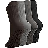 ACTINPUT Unisex Pilates Grip Socks for Women Men, Non Slip Grippy Socks for Yoga Barre Hospital Workout