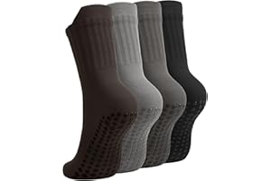 ACTINPUT Unisex Pilates Grip Socks for Women Men, Non Slip Grippy Socks for Yoga Barre Hospital Workout
