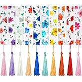 20Pcs Flower Resin Bookmark Transparent Floral Bookmarks for Women Cute Bookmarks Flower Page Marker with Tassels Graduation Gifts for Women