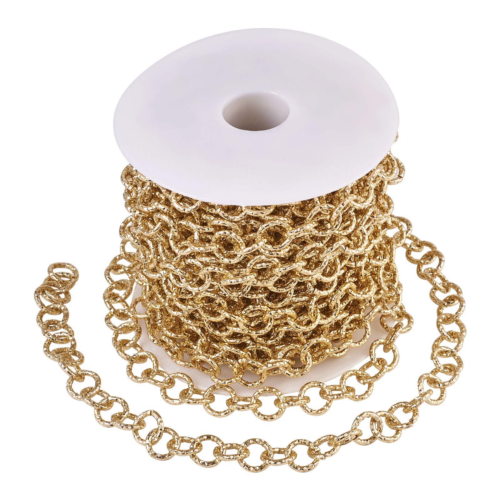32.8 Feet/10 Meters Aluminium Rolo Chain 11.5x2mm Light Gold Plated Unwelded Jewellery Chain Bulk for Choker Bracelet Necklaces Jewellery Making