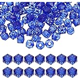 PATIKIL 10mm Acrylic Cube Faceted Beads, 200 Pcs Square Diamond Beads Loose Spacer Beads for Jewelry Making Bracelet Necklace Earrings Wind Chimes Craft, Blue