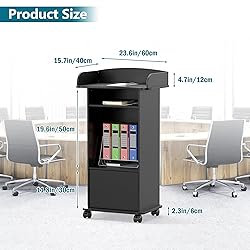 Qriocioa Podium Stand with Wheels Wooden Lectern