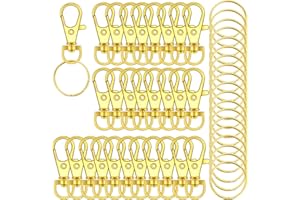 120PCS Premium Swivel Lanyard Snap Hook with Key Rings, Metal Keychain Hooks for Jewelry Making, Crafts (Gold)