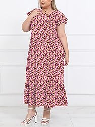 Moon Wood Women's 2025 Plus Size Casual Dress Crew