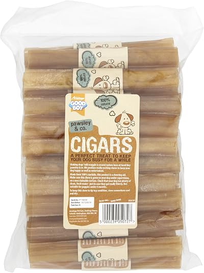 Good Boy Rawhide Cigars Dog Chews 25 Pack Natural Hide 125mm 15mm