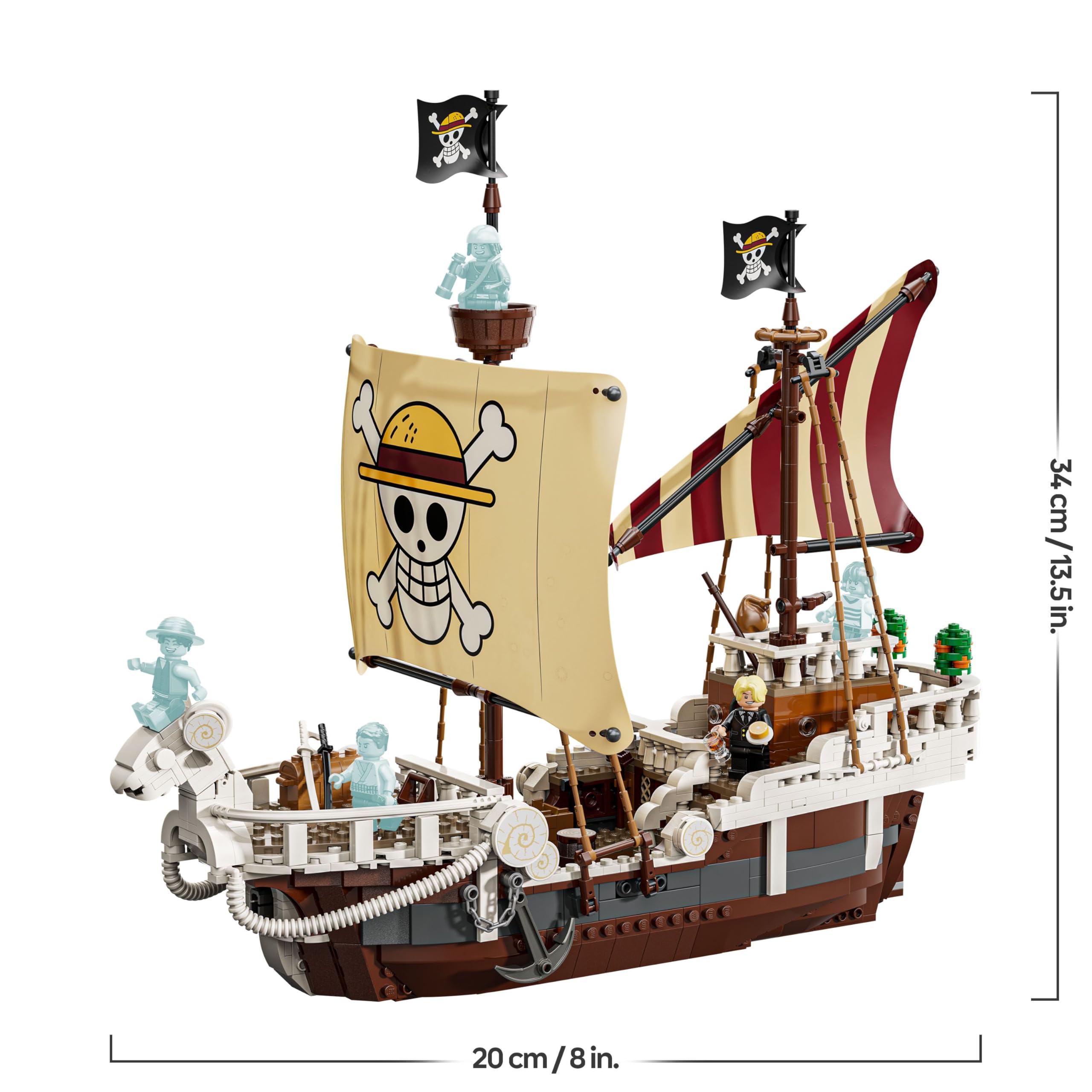 LEGO ONE Piece - Das Piratenschiff Flying Lamb (Going Merry) - Spielset mit 5 Minifiguren - inkl. Ruffy, Zoro & Nami - Spielzeug zum Bauen - Geschenk für Jungen, Mädchen & Fans ab 10 Jahren - 75639 8