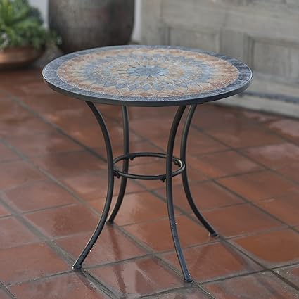 Amazon Com Contemporary Round Outdoor Bistro Table Mosaic Design