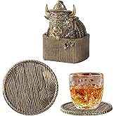 Cabin Coasters Set 6 Full Size Non-Slip Bar Coasters, Indoor Christmas Decorations, Man Cave Gifts for Men, Rustic Handmade Decor for The Home (Buffalo)