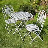 Home Source Meadow Bistro Set Table & 2 Chairs Metal Frame Grey view 2