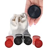 WE Games Wooden Checkers Pieces with Drawstring Storage Bag - 24 Checker Pieces Only - Red &amp; Black, 2-inch Diameter