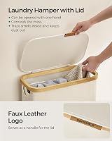 SONGMICS 65L Slim Laundry Basket with Lid Cream White LCB506W01 view 4