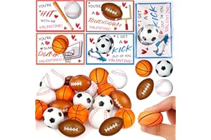 GRASTFU 28 Pack Valentines Day Gifts for Kids Classroom Sports Stress Balls Toys with Valentines Cards for Kids School, Valentines for Kids Boys Class Valentines Exchange Cards Party Favors Exchange Gifts