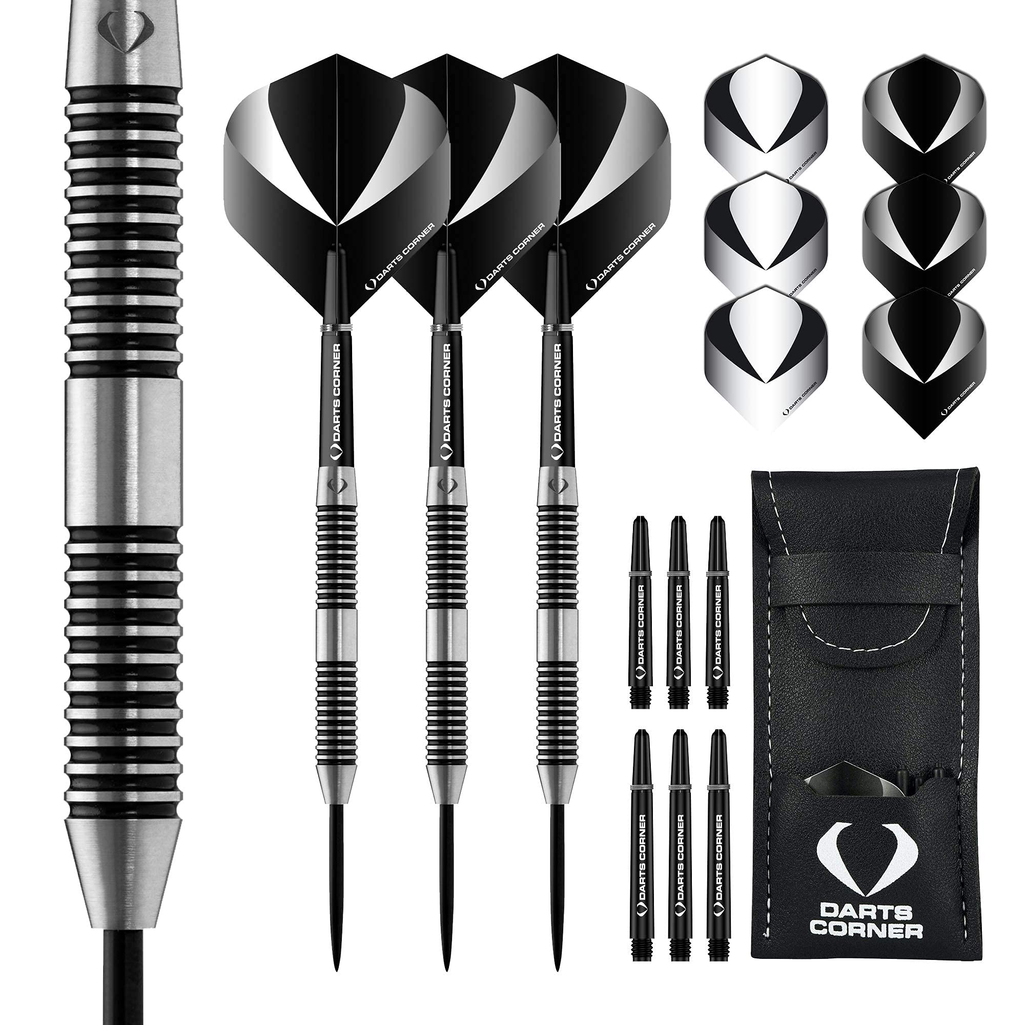 Darts Corner Warfare Darts | Steel Tip Darts Set | 80% Tungsten Barrels | Black Ring, M5 27g (D0665)
