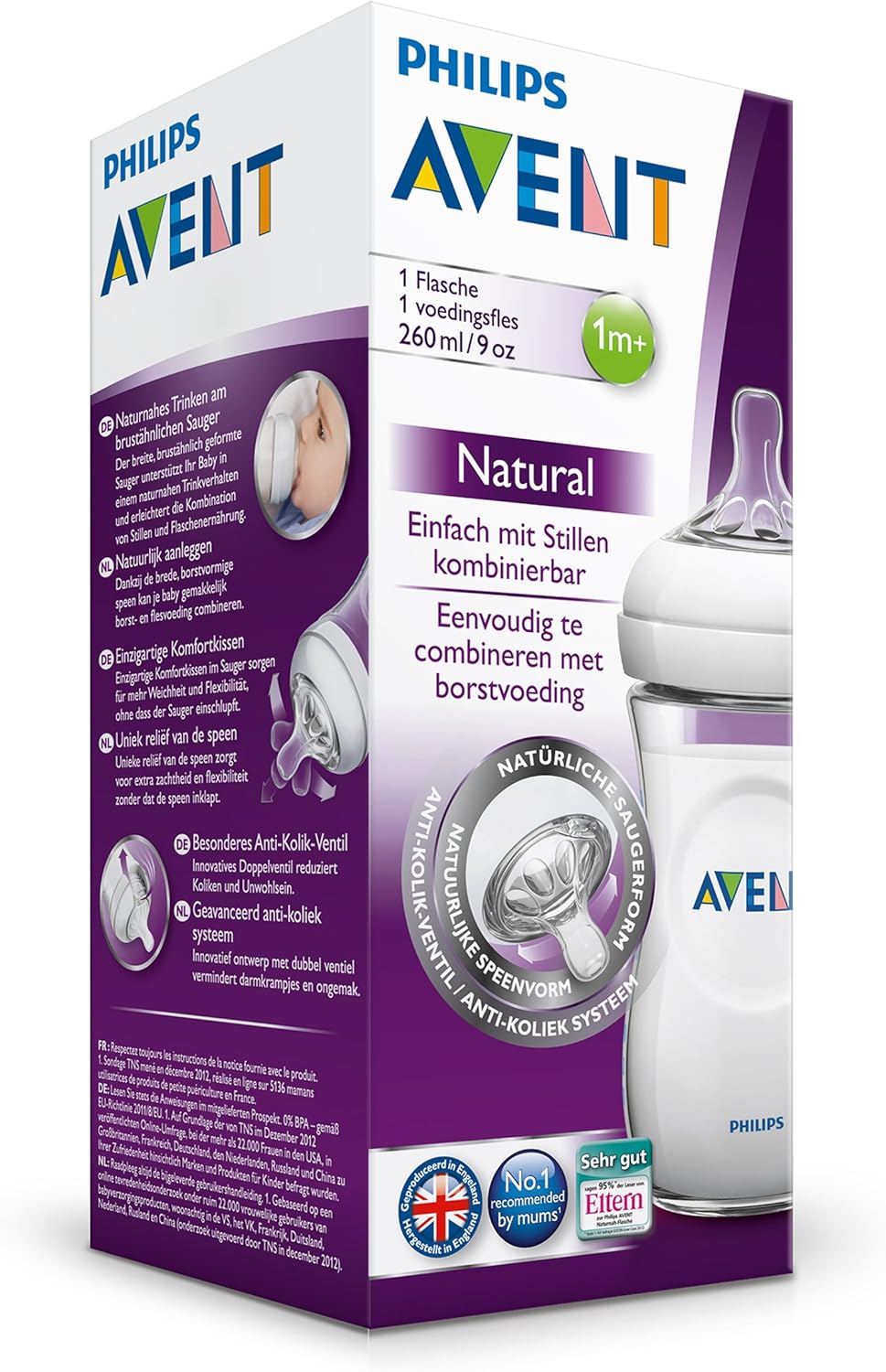 avent natural 260ml feeding bottle 2pk
