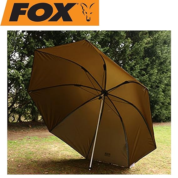 Fox 60' Brolly - Angelschirm zum Ansitzangeln auf Raubfische & Karpfen, Schirm zum Angeln, Sonnenschirm zum Karpfenangeln