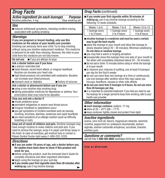 HABITROL NICOTINE LOZENGES – 4 MG, MINT FLAVOR, 135 COUNT – NICOTINE LOZENGE TO REDUCE CRAVINGS & HELP QUIT SMOKING