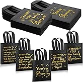 Gilprop 50 Pcs Employee Team Appreciation Gifts Bags Bulk Small Thank You Non Woven Bags with Handle Black Gold Inspirational Party Favor 8 x 8 Inch for Employee Coworker Staff Christmas Gifts