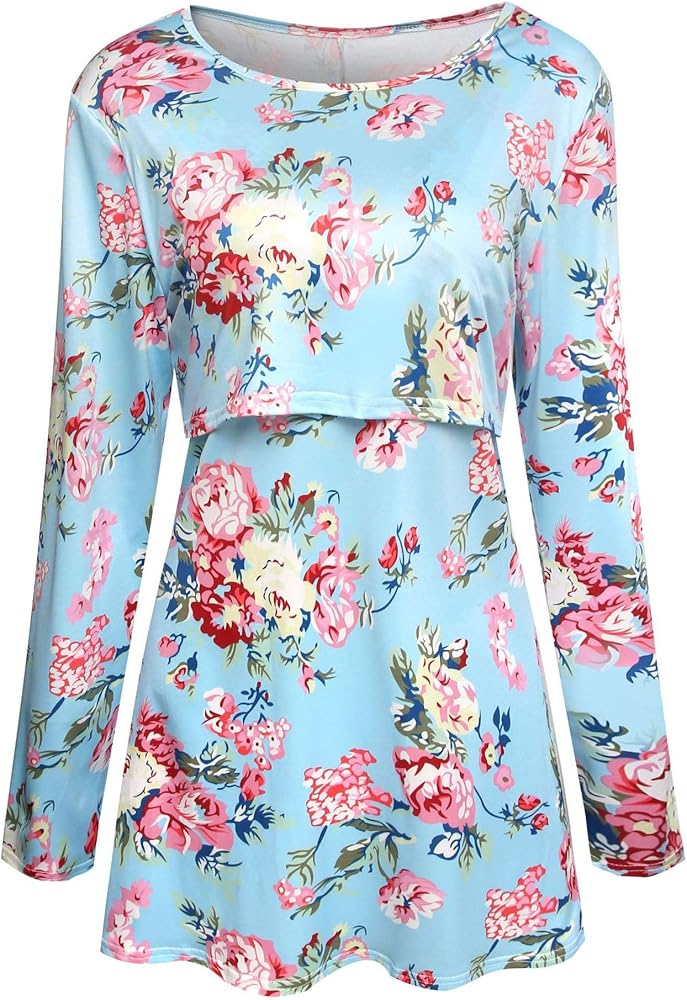 Mujer Lactancia Tops Moda Vintage Floreadas para amamantar Primavera Ropa Embarazada Especial Estilo Camisas Otoño Manga Larga Cuello Redondo Anchos Casuales Ropa Premama Camisetas Tops Lactancia: Amazon.es: Ropa y accesorios