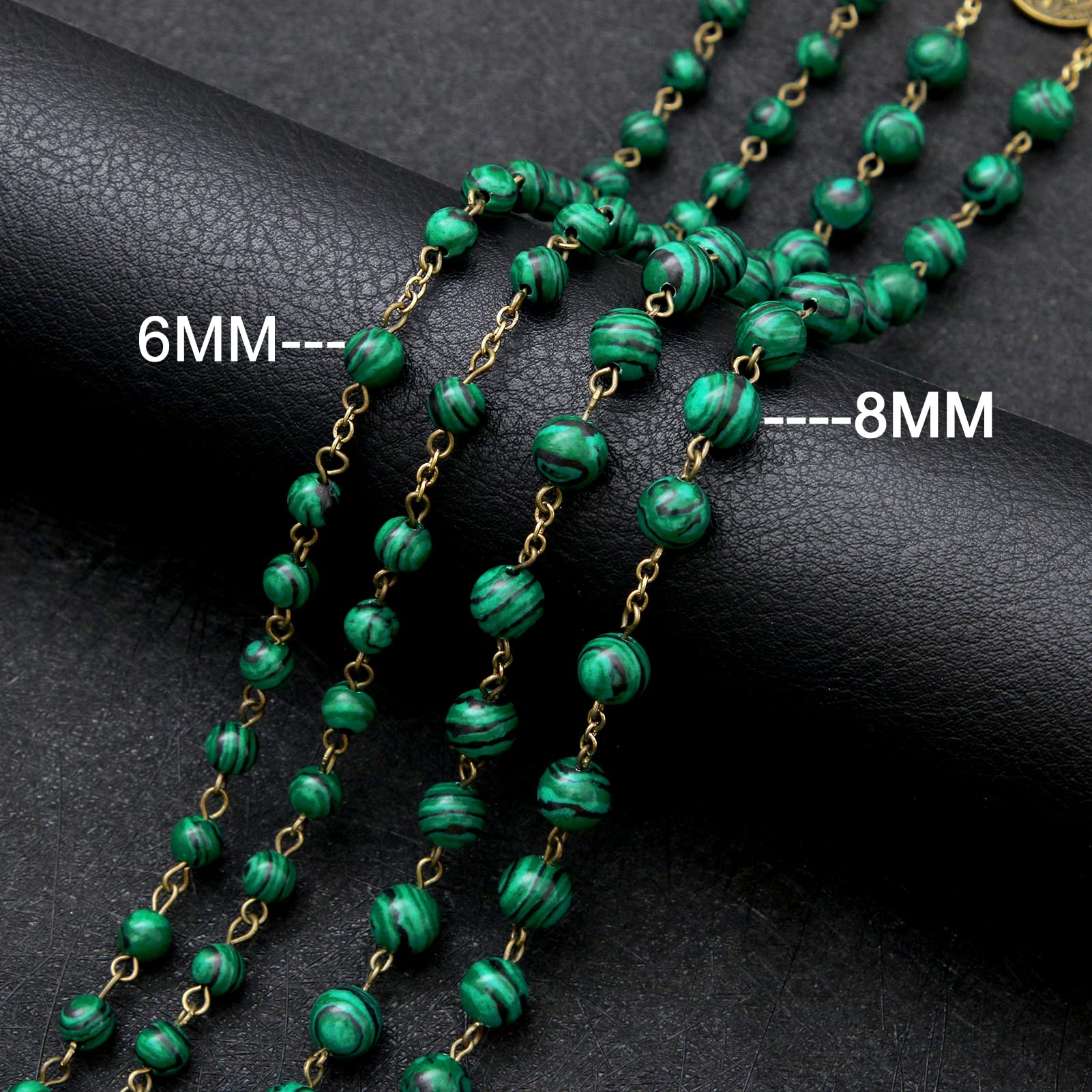 KOMI Rosary Beads Catholic for Women Gemstone Rosary Beads Necklace with Crucifix Cross Crystal Pearl Rosary Rosarios Catolicos Catholic Gifts